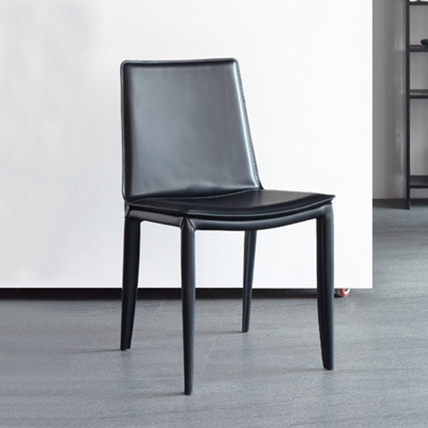 Modern Kitchen PU Leather Dining Side Chair Solid Back Dining Side Chair Black 1 Piece Clearhalo ' kitchen&dining_furn' 'Dining Chairs' 'Dining Tables & Seating' 'dining_chair' 'Furniture' 'furniture_dining_chair' 'Kitchen & Dining Furniture' 'kitchen' 3467010
