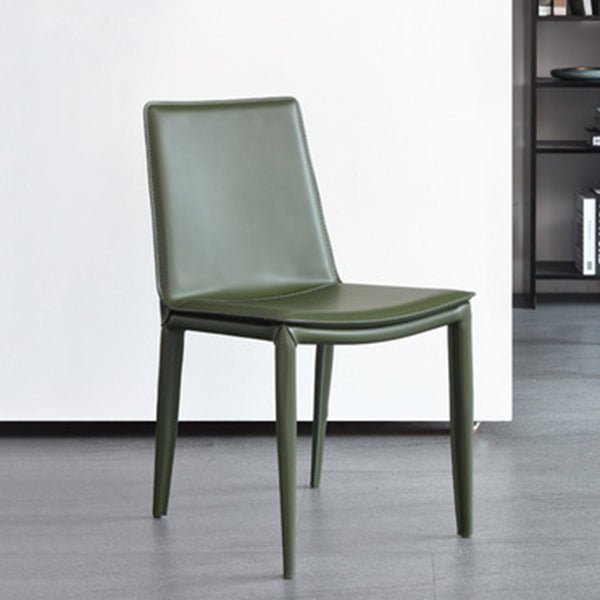 Modern Kitchen PU Leather Dining Side Chair Solid Back Dining Side Chair Blackish Green 1 Piece Clearhalo ' kitchen&dining_furn' 'Dining Chairs' 'Dining Tables & Seating' 'dining_chair' 'Furniture' 'furniture_dining_chair' 'Kitchen & Dining Furniture' 'kitchen' 3467012