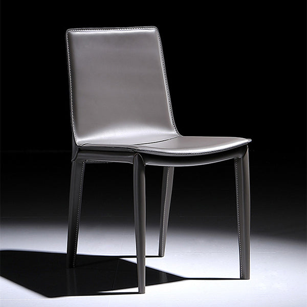 Modern Kitchen PU Leather Dining Side Chair Solid Back Dining Side Chair Dark Gray 1 Piece Clearhalo ' kitchen&dining_furn' 'Dining Chairs' 'Dining Tables & Seating' 'dining_chair' 'Furniture' 'furniture_dining_chair' 'Kitchen & Dining Furniture' 'kitchen' 3467017