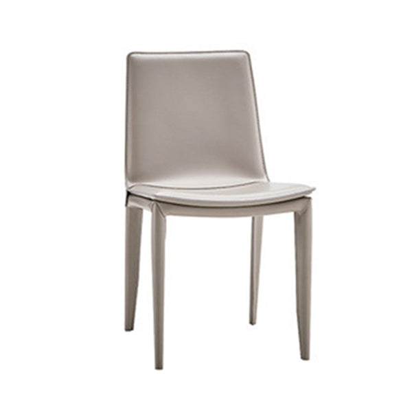 Modern Kitchen PU Leather Dining Side Chair Solid Back Dining Side Chair White-Gray 1 Piece Clearhalo ' kitchen&dining_furn' 'Dining Chairs' 'Dining Tables & Seating' 'dining_chair' 'Furniture' 'furniture_dining_chair' 'Kitchen & Dining Furniture' 'kitchen' 3467019