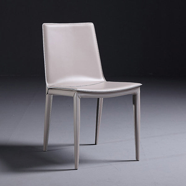 Modern Kitchen PU Leather Dining Side Chair Solid Back Dining Side Chair Light Gray 1 Piece Clearhalo ' kitchen&dining_furn' 'Dining Chairs' 'Dining Tables & Seating' 'dining_chair' 'Furniture' 'furniture_dining_chair' 'Kitchen & Dining Furniture' 'kitchen' 3467024