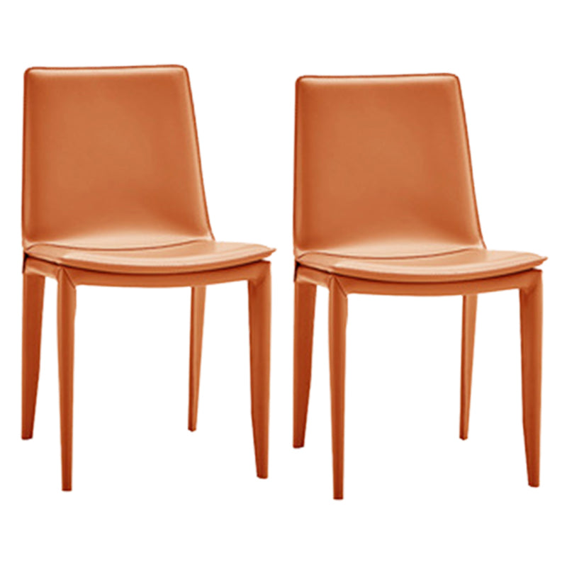 Modern Kitchen PU Leather Dining Side Chair Solid Back Dining Side Chair Orange Set of 2 Clearhalo ' kitchen&dining_furn' 'Dining Chairs' 'Dining Tables & Seating' 'dining_chair' 'Furniture' 'furniture_dining_chair' 'Kitchen & Dining Furniture' 'kitchen' 3467028