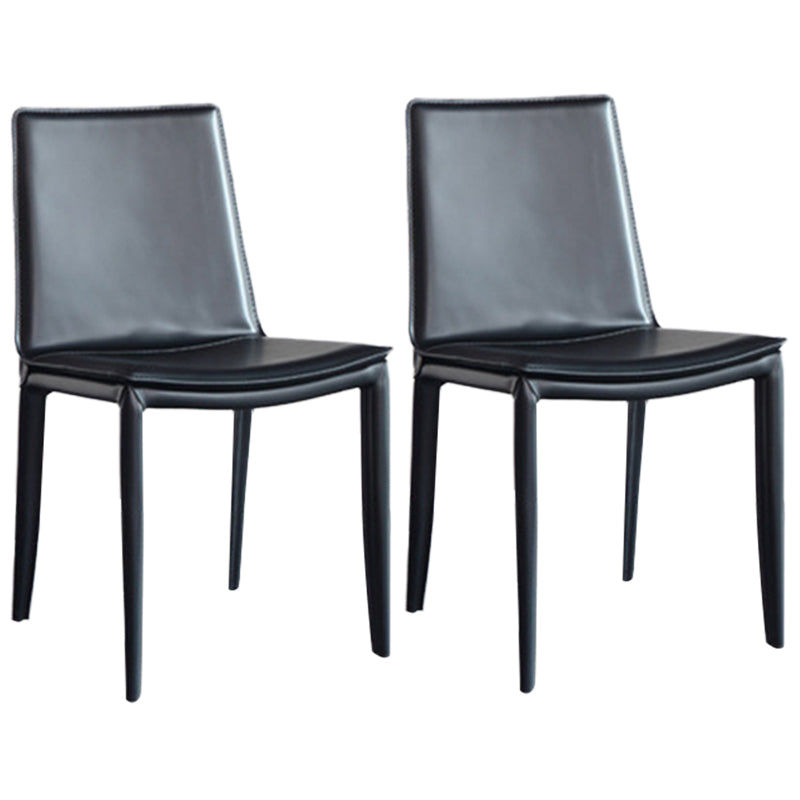 Modern Kitchen PU Leather Dining Side Chair Solid Back Dining Side Chair Black Set of 2 Clearhalo ' kitchen&dining_furn' 'Dining Chairs' 'Dining Tables & Seating' 'dining_chair' 'Furniture' 'furniture_dining_chair' 'Kitchen & Dining Furniture' 'kitchen' 3467030