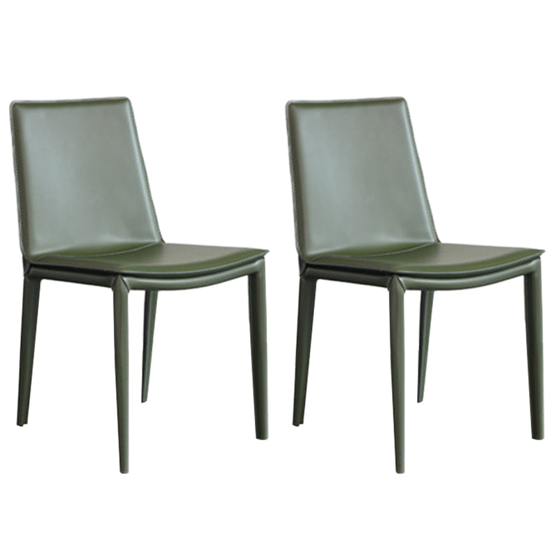 Modern Kitchen PU Leather Dining Side Chair Solid Back Dining Side Chair Blackish Green Set of 2 Clearhalo ' kitchen&dining_furn' 'Dining Chairs' 'Dining Tables & Seating' 'dining_chair' 'Furniture' 'furniture_dining_chair' 'Kitchen & Dining Furniture' 'kitchen' 3467032