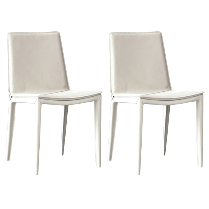 Modern Kitchen PU Leather Dining Side Chair Solid Back Dining Side Chair Cream Set of 2 Clearhalo ' kitchen&dining_furn' 'Dining Chairs' 'Dining Tables & Seating' 'dining_chair' 'Furniture' 'furniture_dining_chair' 'Kitchen & Dining Furniture' 'kitchen' 3467034