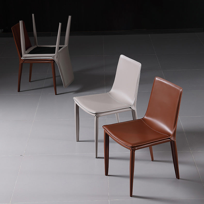 Modern Kitchen PU Leather Dining Side Chair Solid Back Dining Side Chair Clearhalo ' kitchen&dining_furn' 'Dining Chairs' 'Dining Tables & Seating' 'dining_chair' 'Furniture' 'furniture_dining_chair' 'Kitchen & Dining Furniture' 'kitchen' 3467037