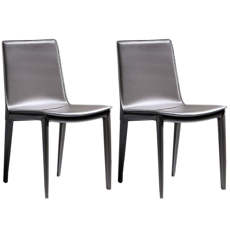 Modern Kitchen PU Leather Dining Side Chair Solid Back Dining Side Chair Dark Gray Set of 2 Clearhalo ' kitchen&dining_furn' 'Dining Chairs' 'Dining Tables & Seating' 'dining_chair' 'Furniture' 'furniture_dining_chair' 'Kitchen & Dining Furniture' 'kitchen' 3467038