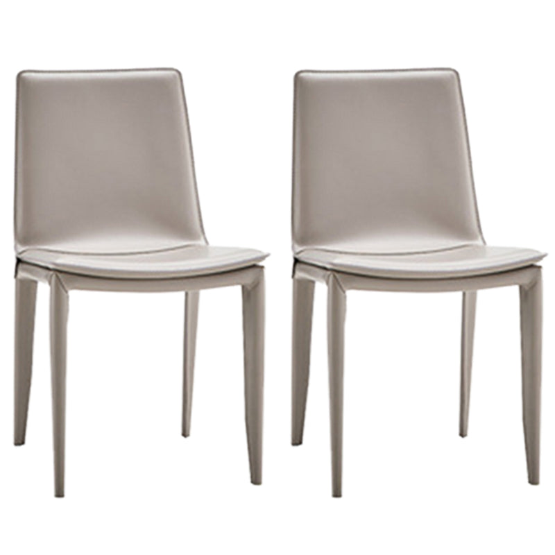 Modern Kitchen PU Leather Dining Side Chair Solid Back Dining Side Chair White-Gray Set of 2 Clearhalo ' kitchen&dining_furn' 'Dining Chairs' 'Dining Tables & Seating' 'dining_chair' 'Furniture' 'furniture_dining_chair' 'Kitchen & Dining Furniture' 'kitchen' 3467039