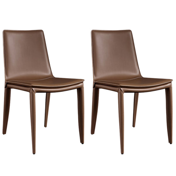Modern Kitchen PU Leather Dining Side Chair Solid Back Dining Side Chair Coffee Set of 2 Clearhalo ' kitchen&dining_furn' 'Dining Chairs' 'Dining Tables & Seating' 'dining_chair' 'Furniture' 'furniture_dining_chair' 'Kitchen & Dining Furniture' 'kitchen' 3467041
