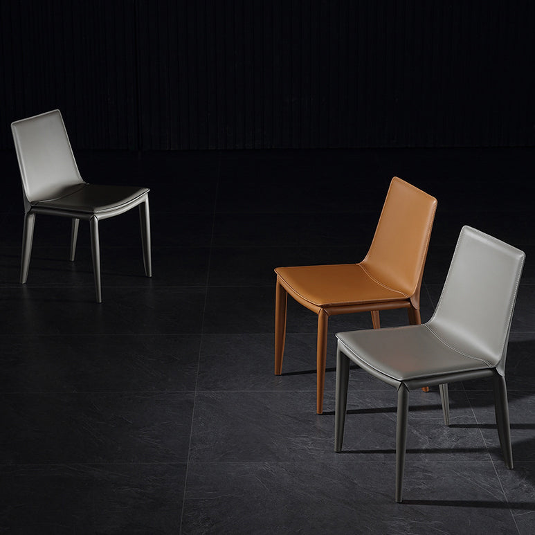 Modern Kitchen PU Leather Dining Side Chair Solid Back Dining Side Chair Clearhalo ' kitchen&dining_furn' 'Dining Chairs' 'Dining Tables & Seating' 'dining_chair' 'Furniture' 'furniture_dining_chair' 'Kitchen & Dining Furniture' 'kitchen' 3467042