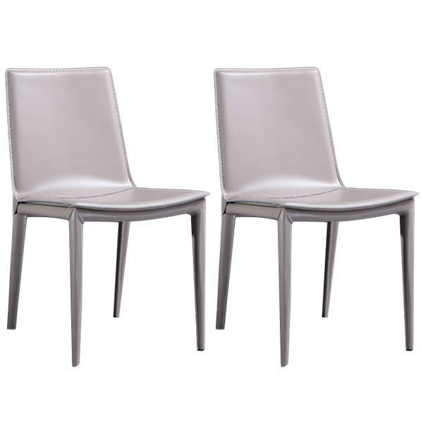 Modern Kitchen PU Leather Dining Side Chair Solid Back Dining Side Chair Light Gray Set of 2 Clearhalo ' kitchen&dining_furn' 'Dining Chairs' 'Dining Tables & Seating' 'dining_chair' 'Furniture' 'furniture_dining_chair' 'Kitchen & Dining Furniture' 'kitchen' 3467043