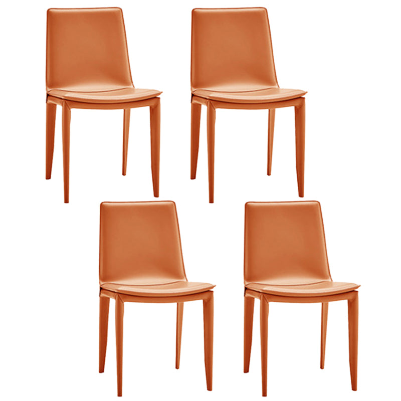 Modern Kitchen PU Leather Dining Side Chair Solid Back Dining Side Chair Orange Set of 4 Clearhalo ' kitchen&dining_furn' 'Dining Chairs' 'Dining Tables & Seating' 'dining_chair' 'Furniture' 'furniture_dining_chair' 'Kitchen & Dining Furniture' 'kitchen' 3467046
