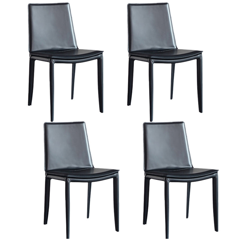 Modern Kitchen PU Leather Dining Side Chair Solid Back Dining Side Chair Black Set of 4 Clearhalo ' kitchen&dining_furn' 'Dining Chairs' 'Dining Tables & Seating' 'dining_chair' 'Furniture' 'furniture_dining_chair' 'Kitchen & Dining Furniture' 'kitchen' 3467047