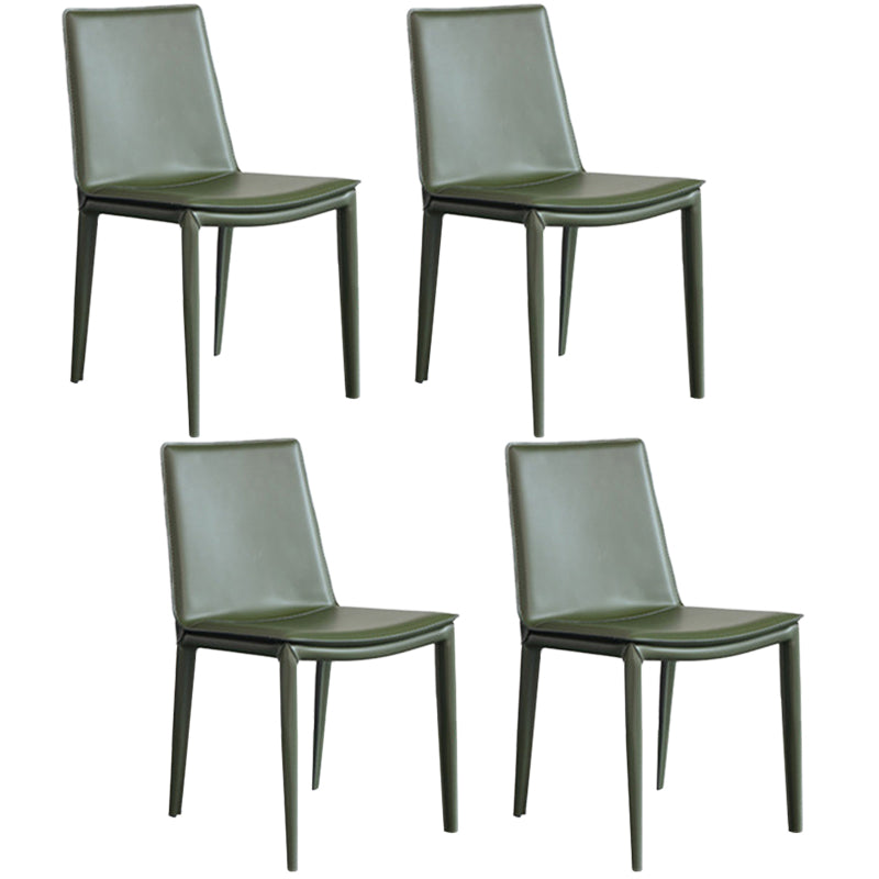 Modern Kitchen PU Leather Dining Side Chair Solid Back Dining Side Chair Blackish Green Set of 4 Clearhalo ' kitchen&dining_furn' 'Dining Chairs' 'Dining Tables & Seating' 'dining_chair' 'Furniture' 'furniture_dining_chair' 'Kitchen & Dining Furniture' 'kitchen' 3467048