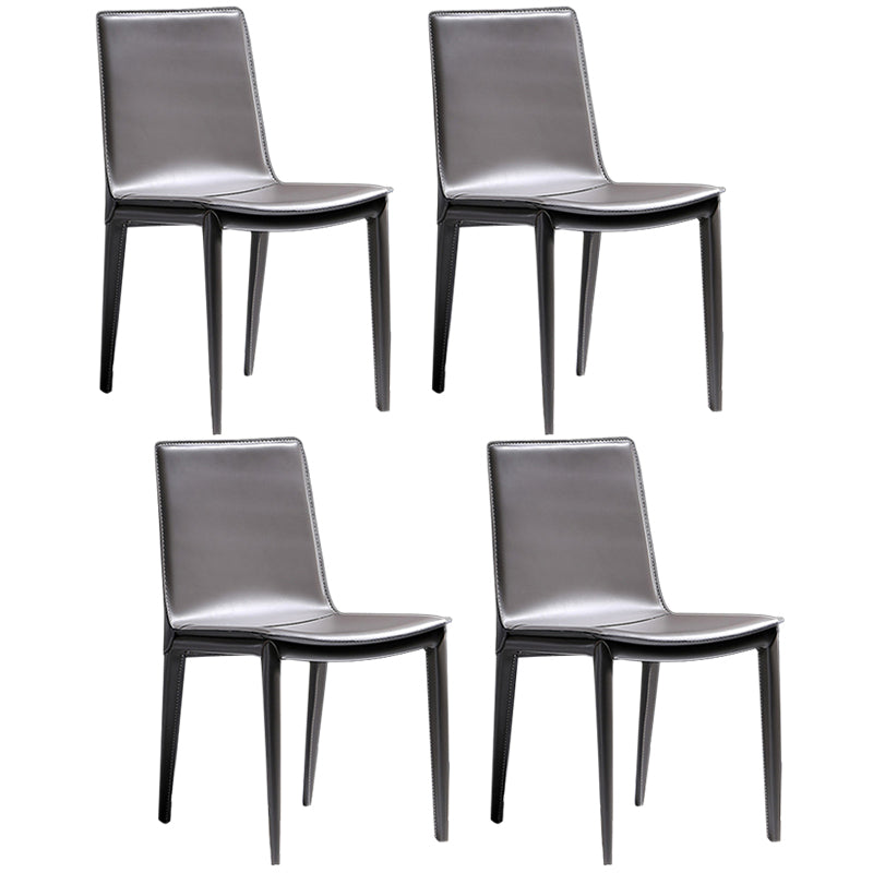 Modern Kitchen PU Leather Dining Side Chair Solid Back Dining Side Chair Dark Gray Set of 4 Clearhalo ' kitchen&dining_furn' 'Dining Chairs' 'Dining Tables & Seating' 'dining_chair' 'Furniture' 'furniture_dining_chair' 'Kitchen & Dining Furniture' 'kitchen' 3467051