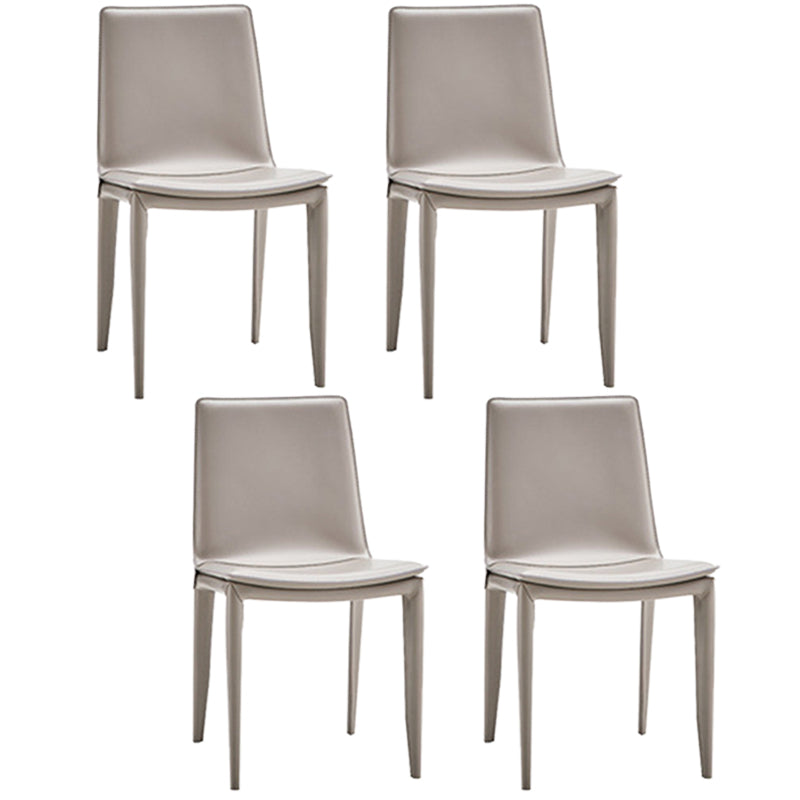 Modern Kitchen PU Leather Dining Side Chair Solid Back Dining Side Chair White-Gray Set of 4 Clearhalo ' kitchen&dining_furn' 'Dining Chairs' 'Dining Tables & Seating' 'dining_chair' 'Furniture' 'furniture_dining_chair' 'Kitchen & Dining Furniture' 'kitchen' 3467052