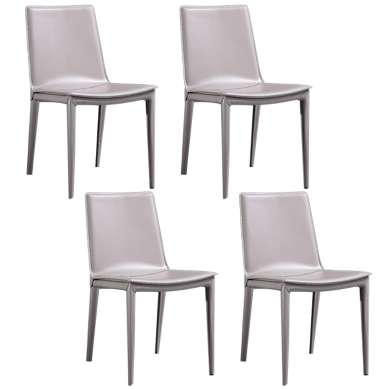 Modern Kitchen PU Leather Dining Side Chair Solid Back Dining Side Chair Light Gray Set of 4 Clearhalo ' kitchen&dining_furn' 'Dining Chairs' 'Dining Tables & Seating' 'dining_chair' 'Furniture' 'furniture_dining_chair' 'Kitchen & Dining Furniture' 'kitchen' 3467054