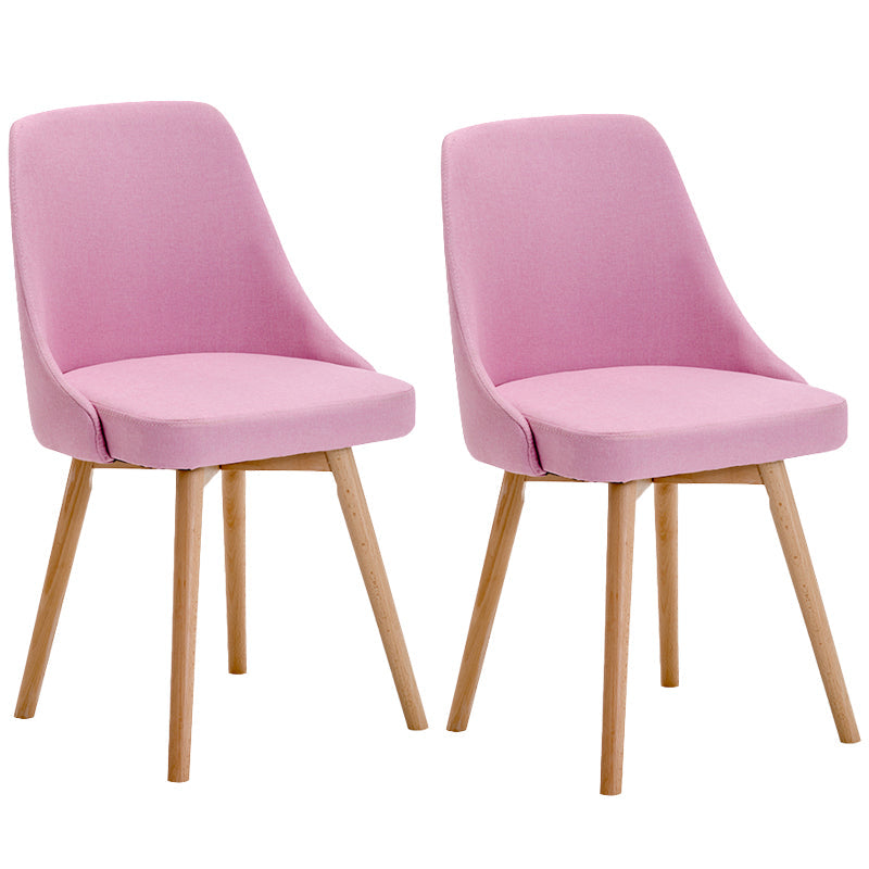 Fabric Dining Side Chair Glam Style Indoor Parsons Armless Chair of 17'' Wide Pink Set of 2 Clearhalo ' kitchen&dining_furn' 'Dining Chairs' 'Dining Tables & Seating' 'dining_chair' 'Furniture' 'furniture_dining_chair' 'Kitchen & Dining Furniture' 'kitchen' 3467084