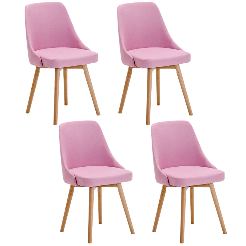 Fabric Dining Side Chair Glam Style Indoor Parsons Armless Chair of 17'' Wide Pink Set of 4 Clearhalo ' kitchen&dining_furn' 'Dining Chairs' 'Dining Tables & Seating' 'dining_chair' 'Furniture' 'furniture_dining_chair' 'Kitchen & Dining Furniture' 'kitchen' 3467095
