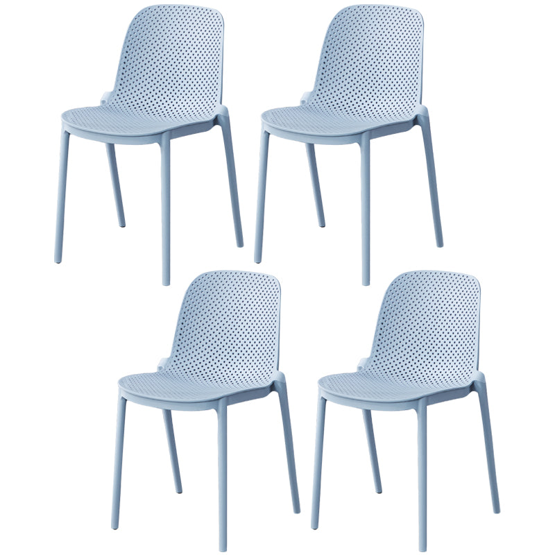 Dining Room Stacking Dining Chair Contemporary Style Plastic Side Chair Light Blue Set of 4 Clearhalo ' kitchen&dining_furn' 'Dining Chairs' 'Dining Tables & Seating' 'dining_chair' 'Furniture' 'furniture_dining_chair' 'Kitchen & Dining Furniture' 'kitchen' 3467104