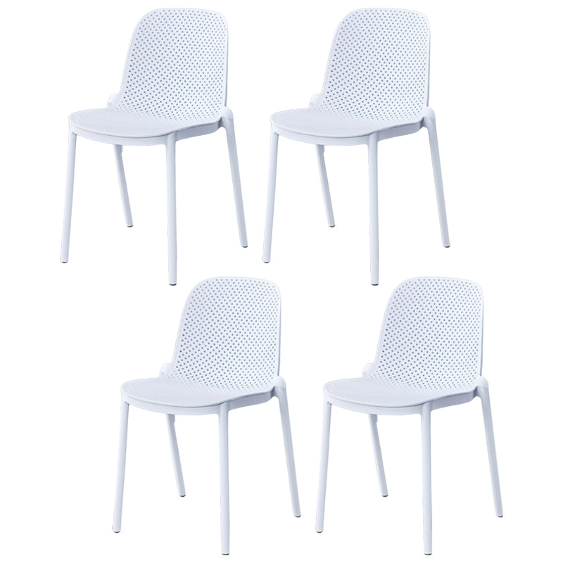 Dining Room Stacking Dining Chair Contemporary Style Plastic Side Chair White Set of 4 Clearhalo ' kitchen&dining_furn' 'Dining Chairs' 'Dining Tables & Seating' 'dining_chair' 'Furniture' 'furniture_dining_chair' 'Kitchen & Dining Furniture' 'kitchen' 3467110