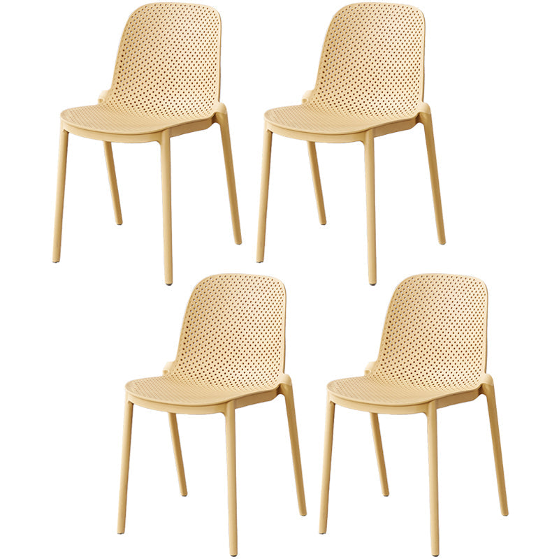Dining Room Stacking Dining Chair Contemporary Style Plastic Side Chair Yellow Set of 4 Clearhalo ' kitchen&dining_furn' 'Dining Chairs' 'Dining Tables & Seating' 'dining_chair' 'Furniture' 'furniture_dining_chair' 'Kitchen & Dining Furniture' 'kitchen' 3467112