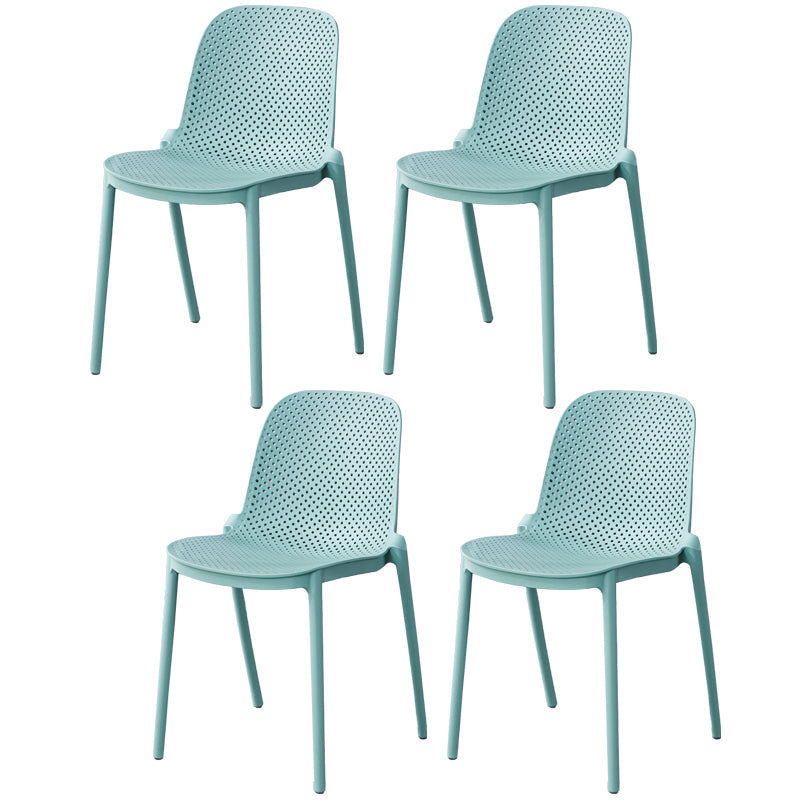 Dining Room Stacking Dining Chair Contemporary Style Plastic Side Chair Green Set of 4 Clearhalo ' kitchen&dining_furn' 'Dining Chairs' 'Dining Tables & Seating' 'dining_chair' 'Furniture' 'furniture_dining_chair' 'Kitchen & Dining Furniture' 'kitchen' 3467114