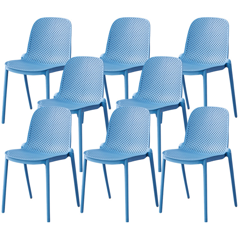 Dining Room Stacking Dining Chair Contemporary Style Plastic Side Chair Blue Set of 8 Clearhalo ' kitchen&dining_furn' 'Dining Chairs' 'Dining Tables & Seating' 'dining_chair' 'Furniture' 'furniture_dining_chair' 'Kitchen & Dining Furniture' 'kitchen' 3467115