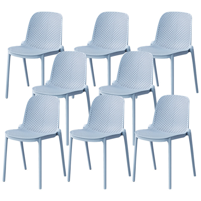 Dining Room Stacking Dining Chair Contemporary Style Plastic Side Chair Light Blue Set of 8 Clearhalo ' kitchen&dining_furn' 'Dining Chairs' 'Dining Tables & Seating' 'dining_chair' 'Furniture' 'furniture_dining_chair' 'Kitchen & Dining Furniture' 'kitchen' 3467118