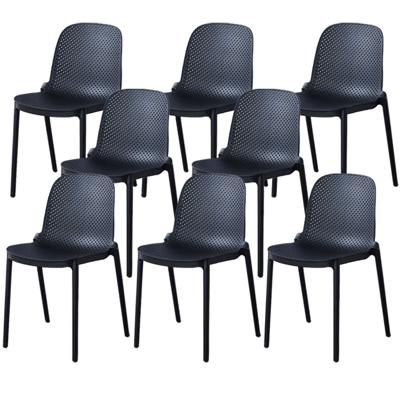 Dining Room Stacking Dining Chair Contemporary Style Plastic Side Chair Black Set of 8 Clearhalo ' kitchen&dining_furn' 'Dining Chairs' 'Dining Tables & Seating' 'dining_chair' 'Furniture' 'furniture_dining_chair' 'Kitchen & Dining Furniture' 'kitchen' 3467121