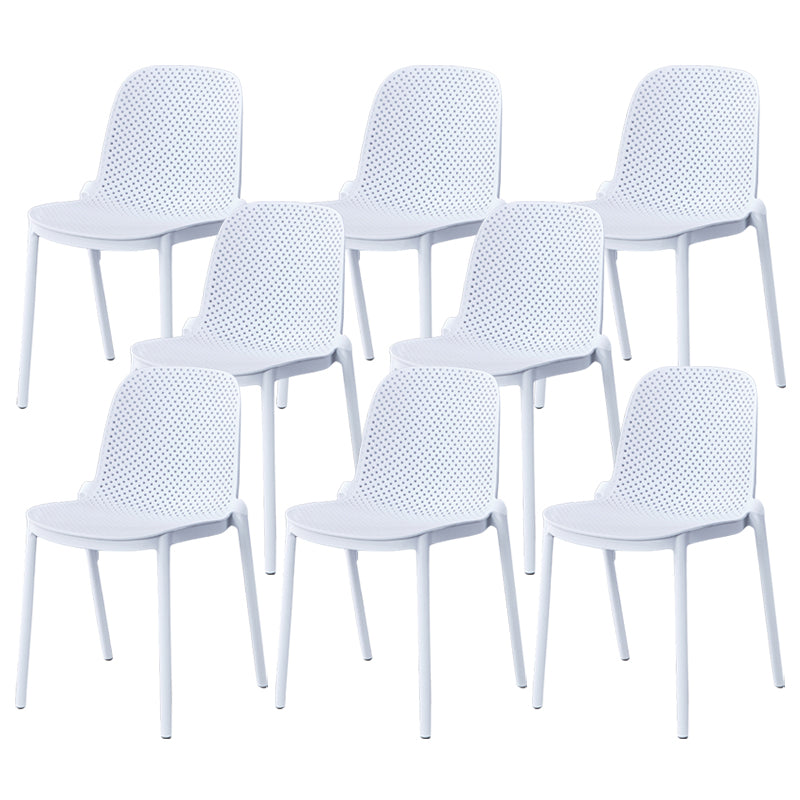 Dining Room Stacking Dining Chair Contemporary Style Plastic Side Chair White Set of 8 Clearhalo ' kitchen&dining_furn' 'Dining Chairs' 'Dining Tables & Seating' 'dining_chair' 'Furniture' 'furniture_dining_chair' 'Kitchen & Dining Furniture' 'kitchen' 3467123
