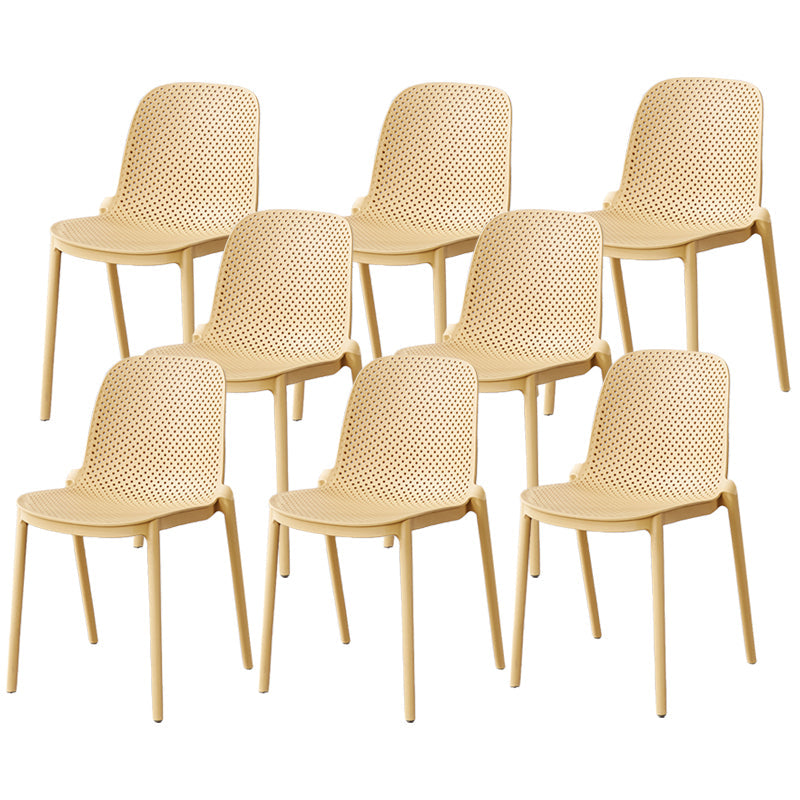 Dining Room Stacking Dining Chair Contemporary Style Plastic Side Chair Yellow Set of 8 Clearhalo ' kitchen&dining_furn' 'Dining Chairs' 'Dining Tables & Seating' 'dining_chair' 'Furniture' 'furniture_dining_chair' 'Kitchen & Dining Furniture' 'kitchen' 3467125