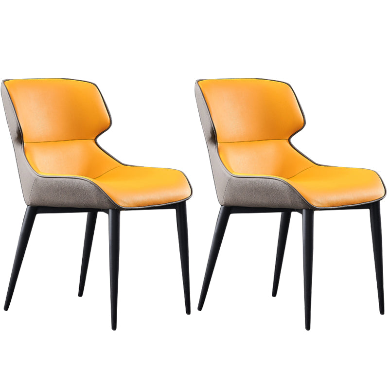 Nordic Style Leather Dining Room Chair Wingback Side Chair for Home Use Yellow Set of 2 Clearhalo ' kitchen&dining_furn' 'Dining Chairs' 'Dining Tables & Seating' 'dining_chair' 'Furniture' 'furniture_dining_chair' 'Kitchen & Dining Furniture' 'kitchen' 3467142