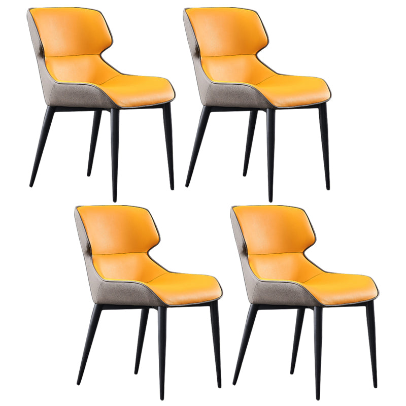 Nordic Style Leather Dining Room Chair Wingback Side Chair for Home Use Yellow Set of 4 Clearhalo ' kitchen&dining_furn' 'Dining Chairs' 'Dining Tables & Seating' 'dining_chair' 'Furniture' 'furniture_dining_chair' 'Kitchen & Dining Furniture' 'kitchen' 3467152
