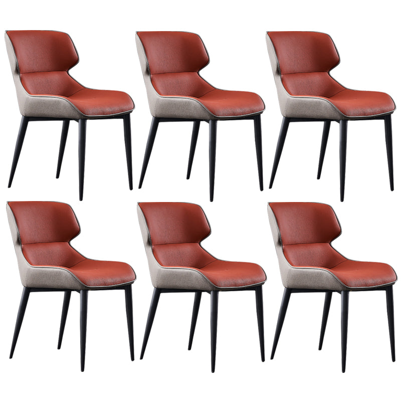Nordic Style Leather Dining Room Chair Wingback Side Chair for Home Use Red Set of 6 Clearhalo ' kitchen&dining_furn' 'Dining Chairs' 'Dining Tables & Seating' 'dining_chair' 'Furniture' 'furniture_dining_chair' 'Kitchen & Dining Furniture' 'kitchen' 3467155