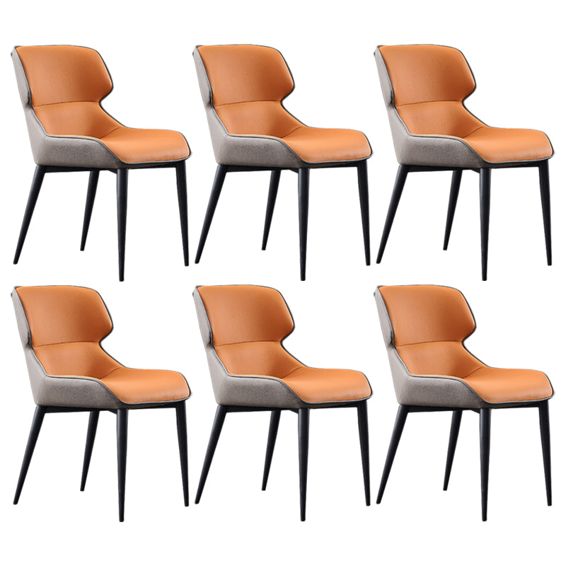 Nordic Style Leather Dining Room Chair Wingback Side Chair for Home Use Orange Set of 6 Clearhalo ' kitchen&dining_furn' 'Dining Chairs' 'Dining Tables & Seating' 'dining_chair' 'Furniture' 'furniture_dining_chair' 'Kitchen & Dining Furniture' 'kitchen' 3467157