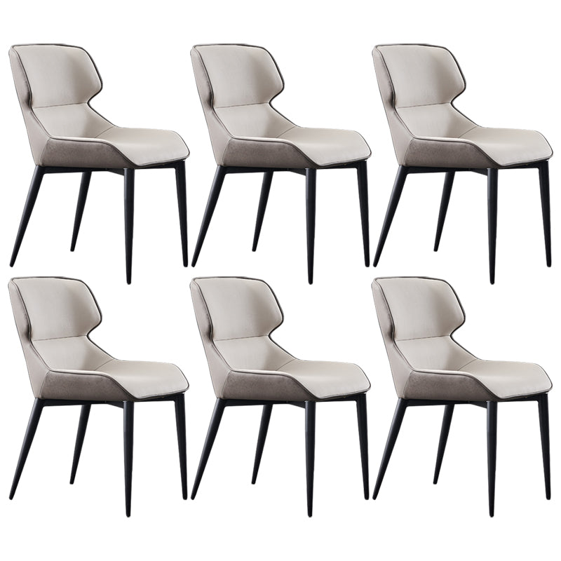 Nordic Style Leather Dining Room Chair Wingback Side Chair for Home Use Grey Set of 6 Clearhalo ' kitchen&dining_furn' 'Dining Chairs' 'Dining Tables & Seating' 'dining_chair' 'Furniture' 'furniture_dining_chair' 'Kitchen & Dining Furniture' 'kitchen' 3467160