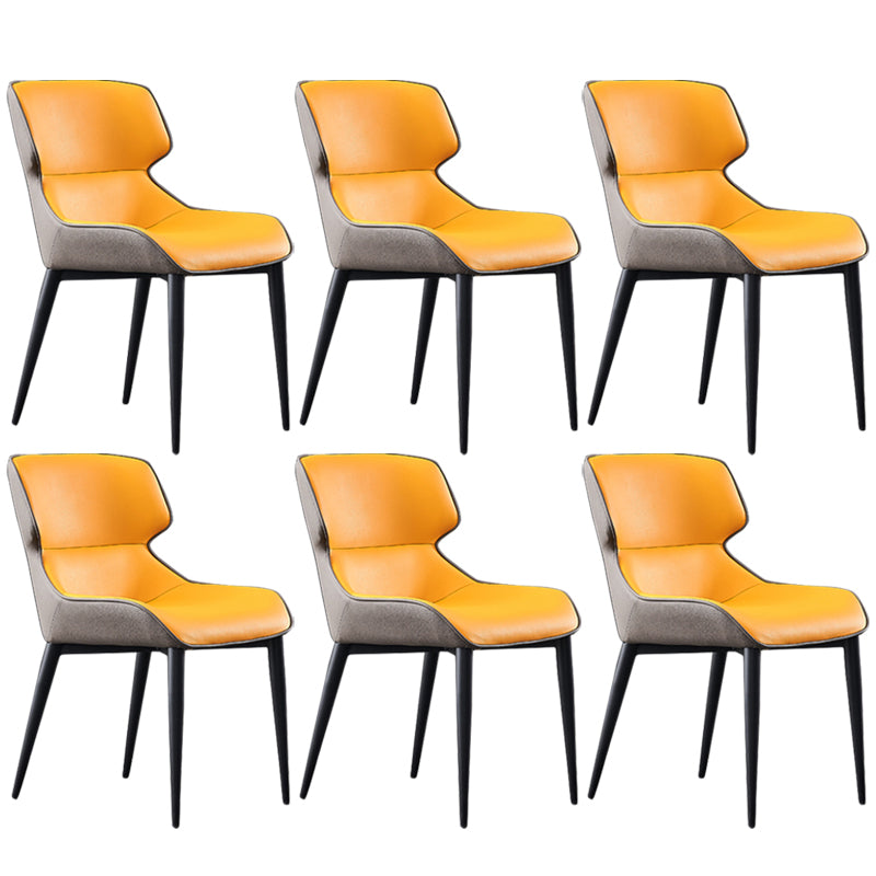 Nordic Style Leather Dining Room Chair Wingback Side Chair for Home Use Yellow Set of 6 Clearhalo ' kitchen&dining_furn' 'Dining Chairs' 'Dining Tables & Seating' 'dining_chair' 'Furniture' 'furniture_dining_chair' 'Kitchen & Dining Furniture' 'kitchen' 3467161