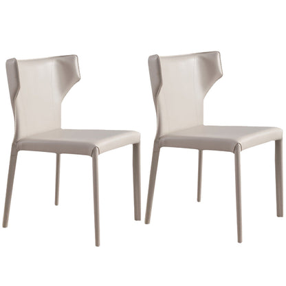 Modern Style Leather Matte Finish Side Chair Wingback Side Chair for Dinning Room Light Gray Set of 2 Clearhalo ' kitchen&dining_furn' 'Dining Chairs' 'Dining Tables & Seating' 'dining_chair' 'Furniture' 'furniture_dining_chair' 'Kitchen & Dining Furniture' 'kitchen' 3467165
