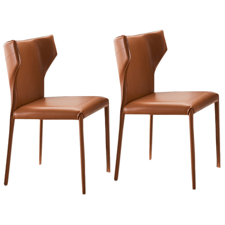 Modern Style Leather Matte Finish Side Chair Wingback Side Chair for Dinning Room Orange Set of 2 Clearhalo ' kitchen&dining_furn' 'Dining Chairs' 'Dining Tables & Seating' 'dining_chair' 'Furniture' 'furniture_dining_chair' 'Kitchen & Dining Furniture' 'kitchen' 3467170