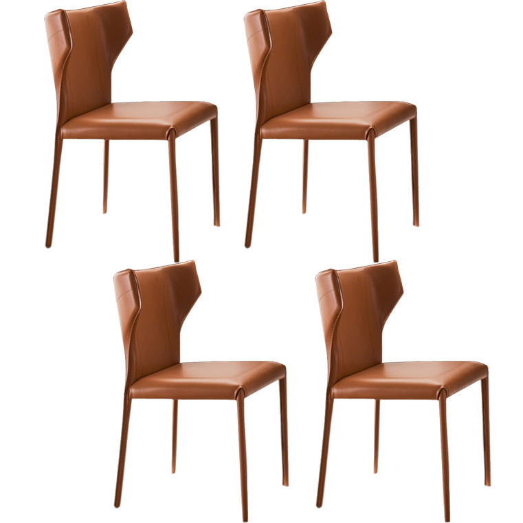 Modern Style Leather Matte Finish Side Chair Wingback Side Chair for Dinning Room Orange Set of 4 Clearhalo ' kitchen&dining_furn' 'Dining Chairs' 'Dining Tables & Seating' 'dining_chair' 'Furniture' 'furniture_dining_chair' 'Kitchen & Dining Furniture' 'kitchen' 3467177