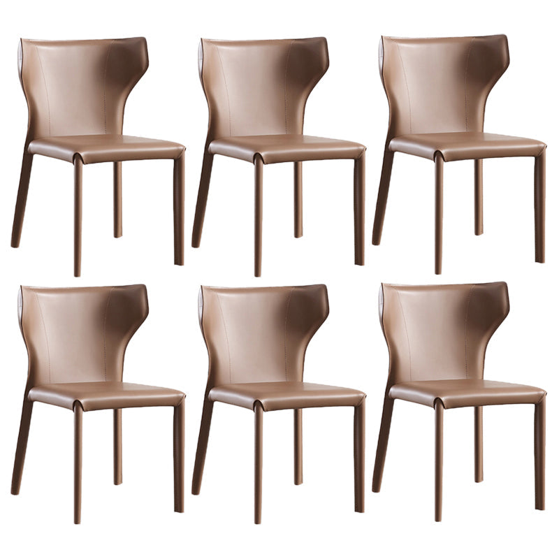Modern Style Leather Matte Finish Side Chair Wingback Side Chair for Dinning Room Coffee Set of 6 Clearhalo ' kitchen&dining_furn' 'Dining Chairs' 'Dining Tables & Seating' 'dining_chair' 'Furniture' 'furniture_dining_chair' 'Kitchen & Dining Furniture' 'kitchen' 3467179