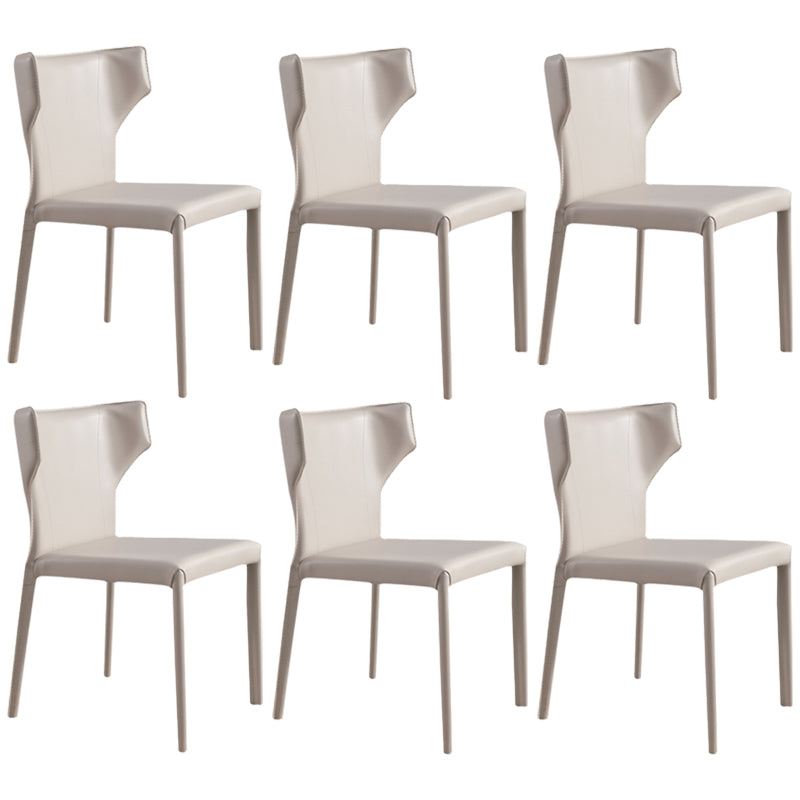 Modern Style Leather Matte Finish Side Chair Wingback Side Chair for Dinning Room Light Gray Set of 6 Clearhalo ' kitchen&dining_furn' 'Dining Chairs' 'Dining Tables & Seating' 'dining_chair' 'Furniture' 'furniture_dining_chair' 'Kitchen & Dining Furniture' 'kitchen' 3467181