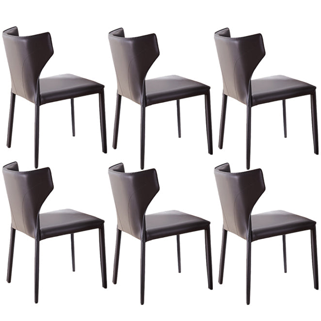 Modern Style Leather Matte Finish Side Chair Wingback Side Chair for Dinning Room Grey Set of 6 Clearhalo ' kitchen&dining_furn' 'Dining Chairs' 'Dining Tables & Seating' 'dining_chair' 'Furniture' 'furniture_dining_chair' 'Kitchen & Dining Furniture' 'kitchen' 3467183