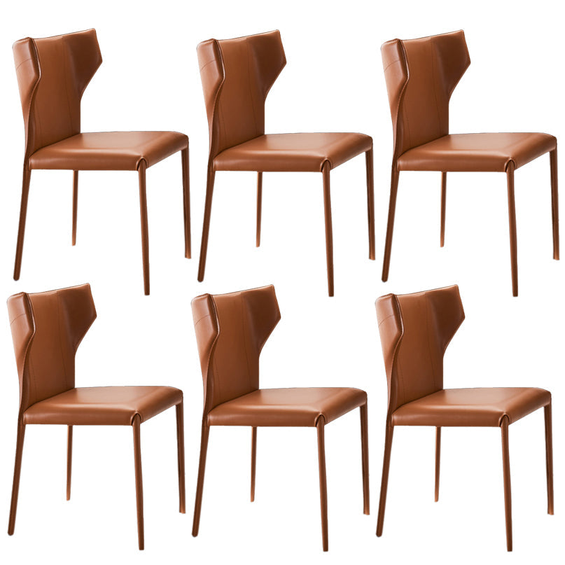Modern Style Leather Matte Finish Side Chair Wingback Side Chair for Dinning Room Orange Set of 6 Clearhalo ' kitchen&dining_furn' 'Dining Chairs' 'Dining Tables & Seating' 'dining_chair' 'Furniture' 'furniture_dining_chair' 'Kitchen & Dining Furniture' 'kitchen' 3467184