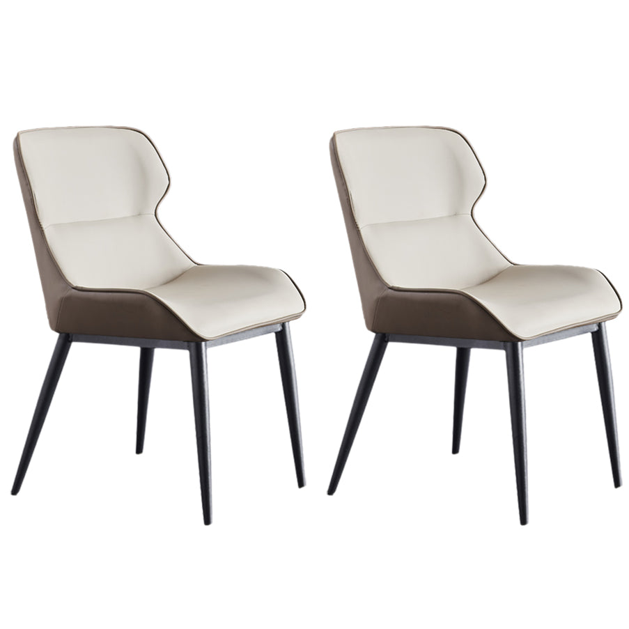 Nordic Style Leather Dining Room Chair Wingback Arm Chair for Home Use Off-White Set of 2 Clearhalo ' kitchen&dining_furn' 'Dining Chairs' 'Dining Tables & Seating' 'dining_chair' 'Furniture' 'furniture_dining_chair' 'Kitchen & Dining Furniture' 'kitchen' 3467207