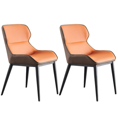 Nordic Style Leather Dining Room Chair Wingback Arm Chair for Home Use Orange Set of 2 Clearhalo ' kitchen&dining_furn' 'Dining Chairs' 'Dining Tables & Seating' 'dining_chair' 'Furniture' 'furniture_dining_chair' 'Kitchen & Dining Furniture' 'kitchen' 3467208