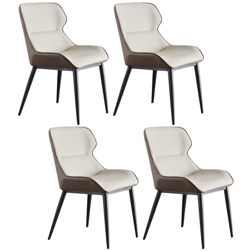 Nordic Style Leather Dining Room Chair Wingback Arm Chair for Home Use Off-White Set of 4 Clearhalo ' kitchen&dining_furn' 'Dining Chairs' 'Dining Tables & Seating' 'dining_chair' 'Furniture' 'furniture_dining_chair' 'Kitchen & Dining Furniture' 'kitchen' 3467213