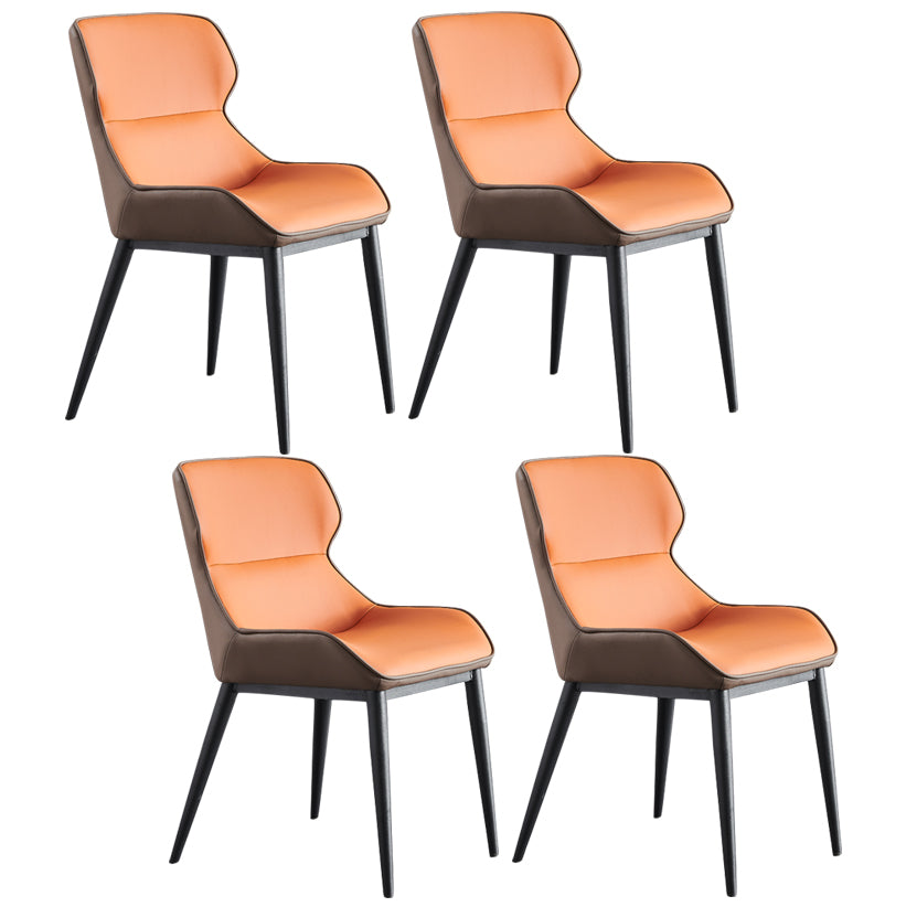 Nordic Style Leather Dining Room Chair Wingback Arm Chair for Home Use Orange Set of 4 Clearhalo ' kitchen&dining_furn' 'Dining Chairs' 'Dining Tables & Seating' 'dining_chair' 'Furniture' 'furniture_dining_chair' 'Kitchen & Dining Furniture' 'kitchen' 3467215