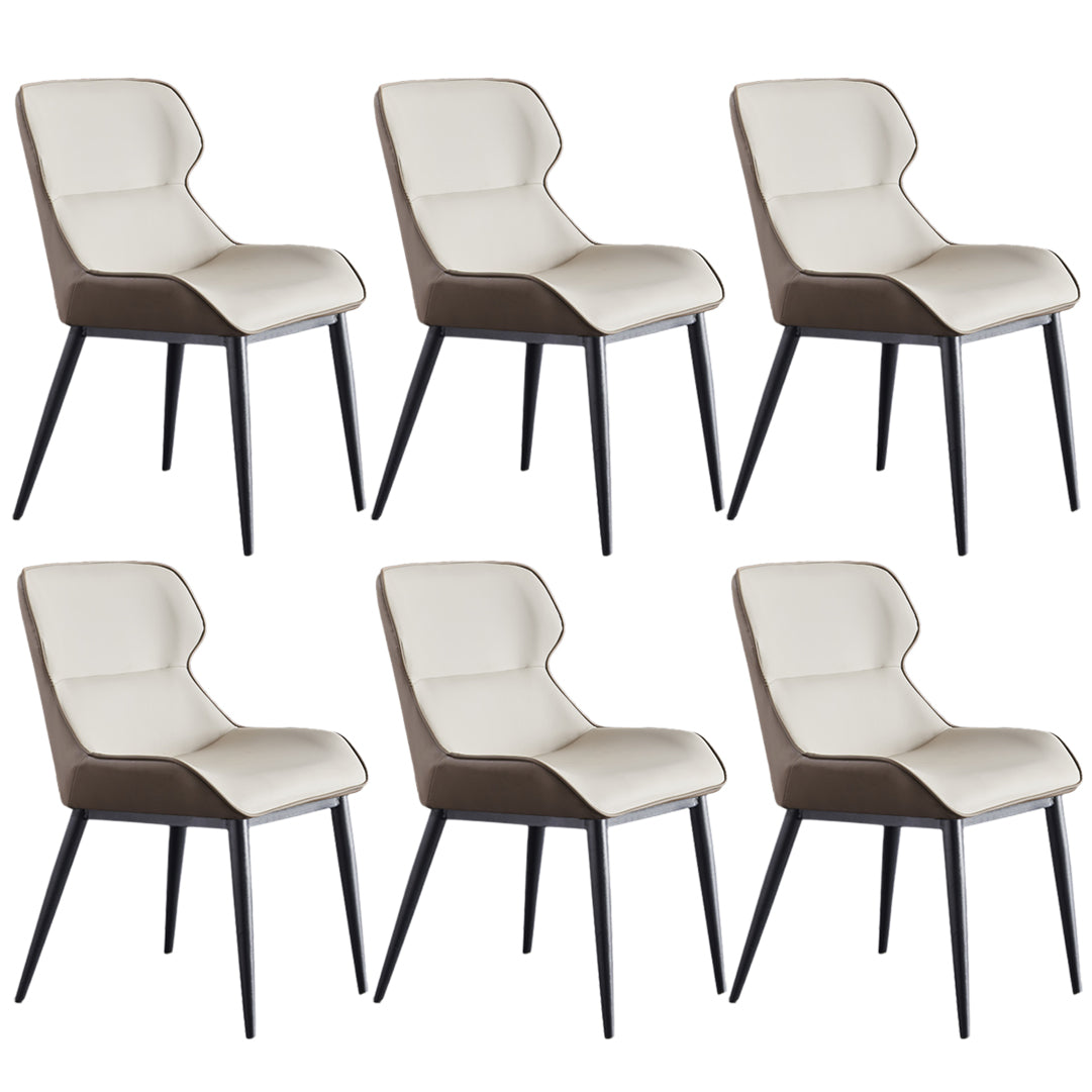Nordic Style Leather Dining Room Chair Wingback Arm Chair for Home Use Off-White Set of 6 Clearhalo ' kitchen&dining_furn' 'Dining Chairs' 'Dining Tables & Seating' 'dining_chair' 'Furniture' 'furniture_dining_chair' 'Kitchen & Dining Furniture' 'kitchen' 3467219